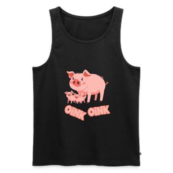 Schweinchen Schwein Oink - Männer Premium Bio Tank Top - Schwarz - Vorne - Michal (187cm)