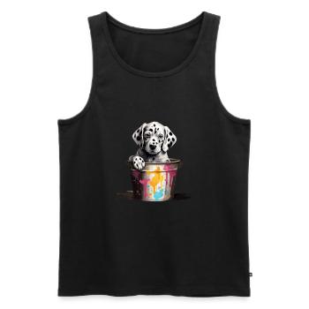 Dalmatiner Niedlicher Hund Farbeimer - Männer Premium Bio Tank Top - Schwarz - Vorne - Michal (187cm)