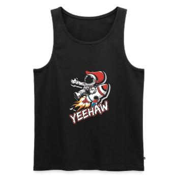 Weltraum-Cowboy reitet eine Rakete Yeehaw-Slogan - Männer Premium Bio Tank Top - Schwarz - Vorne - AI Model Male 178 light (178cm)