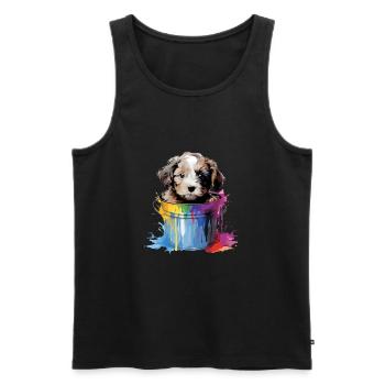 Niedlicher Hund Farbeimer für einen Hundebesitzer - Männer Premium Bio Tank Top - Schwarz - Vorne - Michal (187cm)