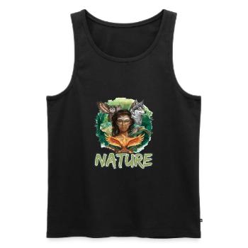 Natur Wolf Eule Schildkröte Frau für - Männer Premium Bio Tank Top - Schwarz - Vorne - Michal (187cm)