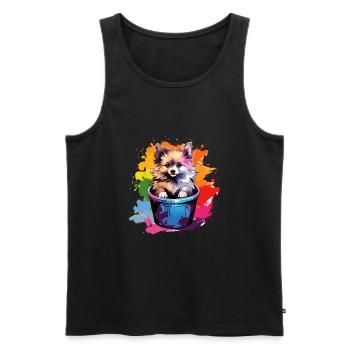 Zwergspitz Niedlicher Pomeranian Hund Farbeimer - Männer Premium Bio Tank Top - Schwarz - Vorne - Michal (187cm)