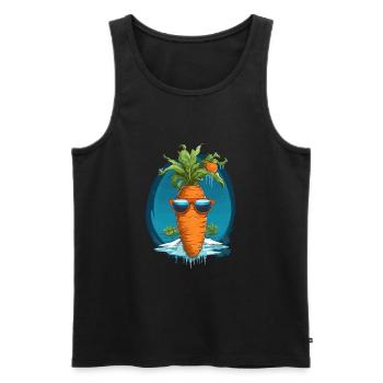 Funky Karotte mit Sonnenbrille Strandgemüse - Männer Premium Bio Tank Top - Schwarz - Vorne - Michal (187cm)
