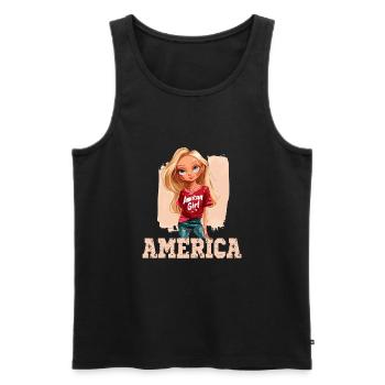 Patriotisches Amerikanisches Mädchen USA für - Männer Premium Bio Tank Top - Schwarz - Vorne - Michal (187cm)