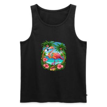 Tropical Flamingo Summer Vibes Beach Scene - Männer Premium Bio Tank Top - Schwarz - Vorne - AI Model Male 178 light (178cm)