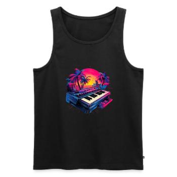 Retro-Sonnenuntergang Keyboard Tropical Vibes für - Männer Premium Bio Tank Top - Schwarz - Vorne - Michal (187cm)