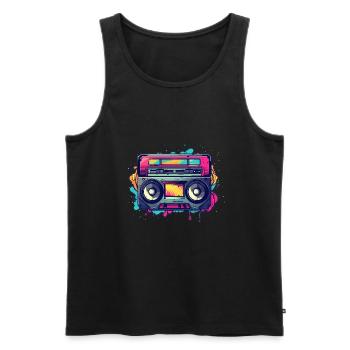 Retro Classic Cassette Tape für 80s Fans - Männer Premium Bio Tank Top - Schwarz - Vorne - Michal (187cm)