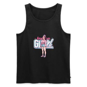 Patriotisches Amerikanisches Mädchen USA für - Männer Premium Bio Tank Top - Schwarz - Vorne - Michal (187cm)