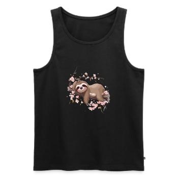 Lustiges Faultier Relax für Kinder - Männer Premium Bio Tank Top - Schwarz - Vorne - Michal (187cm)