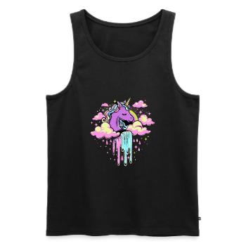 Verträumtes Regenbogen-Einhorn Himmel für Kinder - Männer Premium Bio Tank Top - Schwarz - Vorne - Michal (187cm)