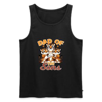 Starker Tiger mit Tiger Kind für einen Papa - Männer Premium Bio Tank Top - Schwarz - Vorne - Michal (187cm)