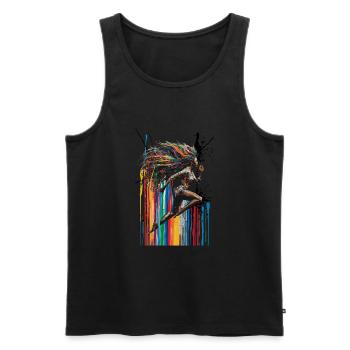 Lebendiges mehrfarbiges Kunstdesign Frau - Männer Premium Bio Tank Top - Schwarz - Vorne - AI Model Male 178 light (178cm)