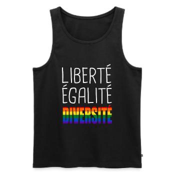 LGBT liberté égalité diversité - Débardeur bio Premium Homme - noir - Devant - Michal (187cm)