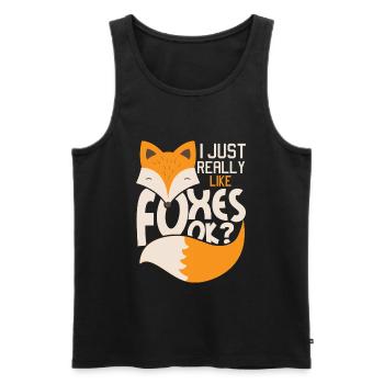 I Just Really Like Foxes Ok? - Fox fan owner - Men's Premium Organic Tank Top - black - Front - AI Model Male 178 light (178cm)