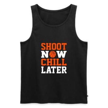 Basketball Shoot Now Chill Later Funny Basketball - Männer Premium Bio Tank Top - Schwarz - Vorne - Michal (187cm)