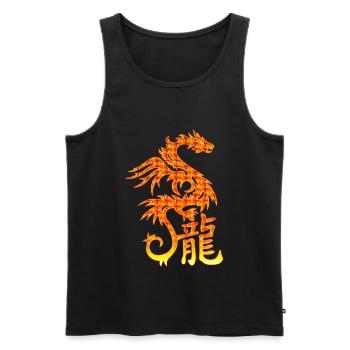 Fire Dragon with Chinese characters - Men's Premium Organic Tank Top - black - Front - AI Model Male 178 light (178cm)