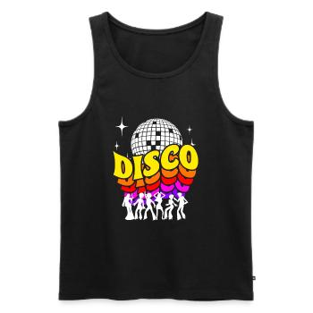 Chemise rétro Disco 70s - Débardeur bio Premium Homme - noir - Devant - Michal (187cm)