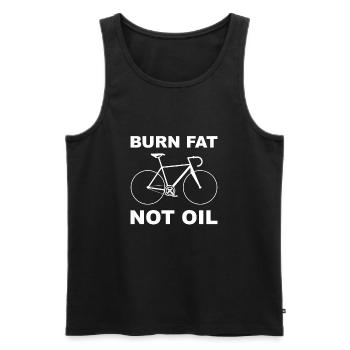 Burn Fat Not Oil | Lustiger Rennrad Fahrrad Spruch - Männer Premium Bio Tank Top - Schwarz - Vorne - Michal (187cm)