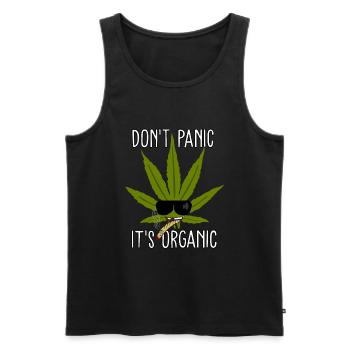 Dont Panic its Organic Cannabis Tshirt - Männer Premium Bio Tank Top - Schwarz - Vorne - Michal (187cm)