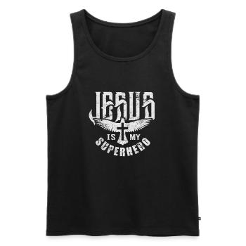 Jésus est mon chrétien religieux de chemise de super-héros - Débardeur bio Premium Homme - noir - Devant - AI Model Male 178 light (178cm)