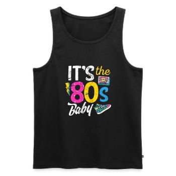 I Love The 80s Shirt Des années 80 Vêtements pour femmes et hommes - Débardeur bio Premium Homme - noir - Devant - AI Model Male 178 light (178cm)
