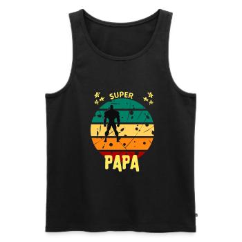 SUPER PAPA - Débardeur bio Premium Homme - noir - Devant - Michal (187cm)