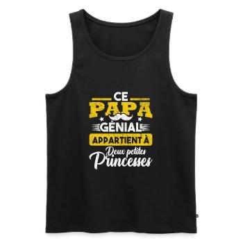 Ce papa génial appartient à deux princesses - Débardeur bio Premium Homme - noir - Devant - Michal (187cm)