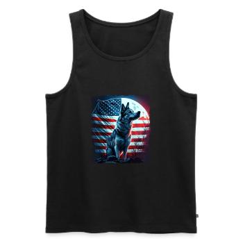 America dog under Moon with American Flag - Men's Premium Organic Tank Top - black - Front - Michal (187cm)