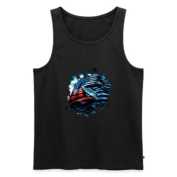 L’Amérique pêche sous la Lune avec le drapeau américain - Débardeur bio Premium Homme - noir - Devant - Michal (187cm)