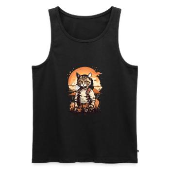 Chat Animal Art I Cool Chat Mignon - Débardeur bio Premium Homme - noir - Devant - Michal (187cm)
