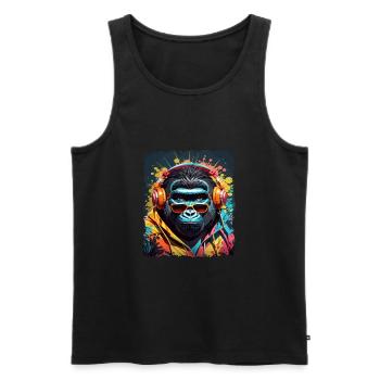 gorilla monkey animal art i cool cute - Men's Premium Organic Tank Top - black - Front - Michal (187cm)
