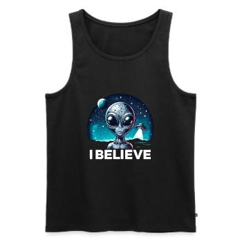 Lustiges Außerirdischer Alien Believe - Männer Premium Bio Tank Top - Schwarz - Vorne - AI Model Male 178 light (178cm)