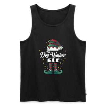 dog walker Elf funny Family Christmas Weihnachten - Männer Premium Bio Tank Top - Schwarz - Vorne - Michal (187cm)