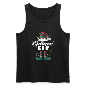 gamer Elf funny Family Christmas Weihnachten - Männer Premium Bio Tank Top - Schwarz - Vorne - Michal (187cm)
