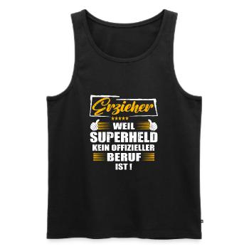 Erzieher Weil Superheld kein offizieller Beruf ist - Männer Premium Bio Tank Top - Schwarz - Vorne - Michal (187cm)