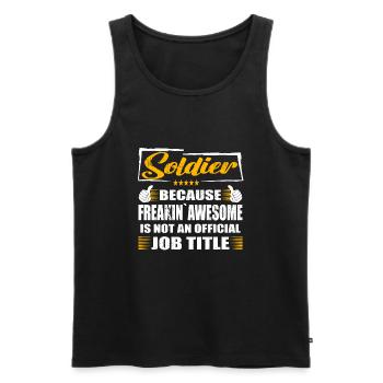Soldier Freakin Awesome Funny Job - Männer Premium Bio Tank Top - Schwarz - Vorne - Michal (187cm)
