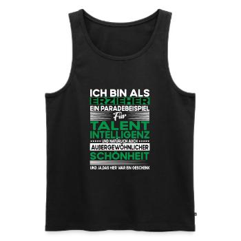Erzieher Bescheiden - Lustiger Spruch - Männer Premium Bio Tank Top - Schwarz - Vorne - Michal (187cm)