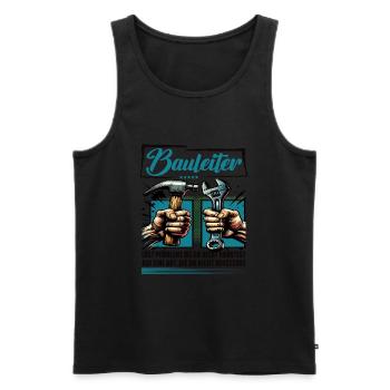 Bauleiter Beruf mit lustigen Spruch - Männer Premium Bio Tank Top - Schwarz - Vorne - AI Model Male 178 light (178cm)