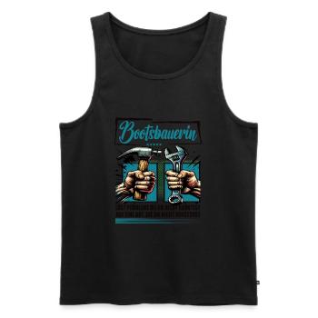 Bootsbauerin Beruf mit lustigen Spruch - Männer Premium Bio Tank Top - Schwarz - Vorne - Michal (187cm)