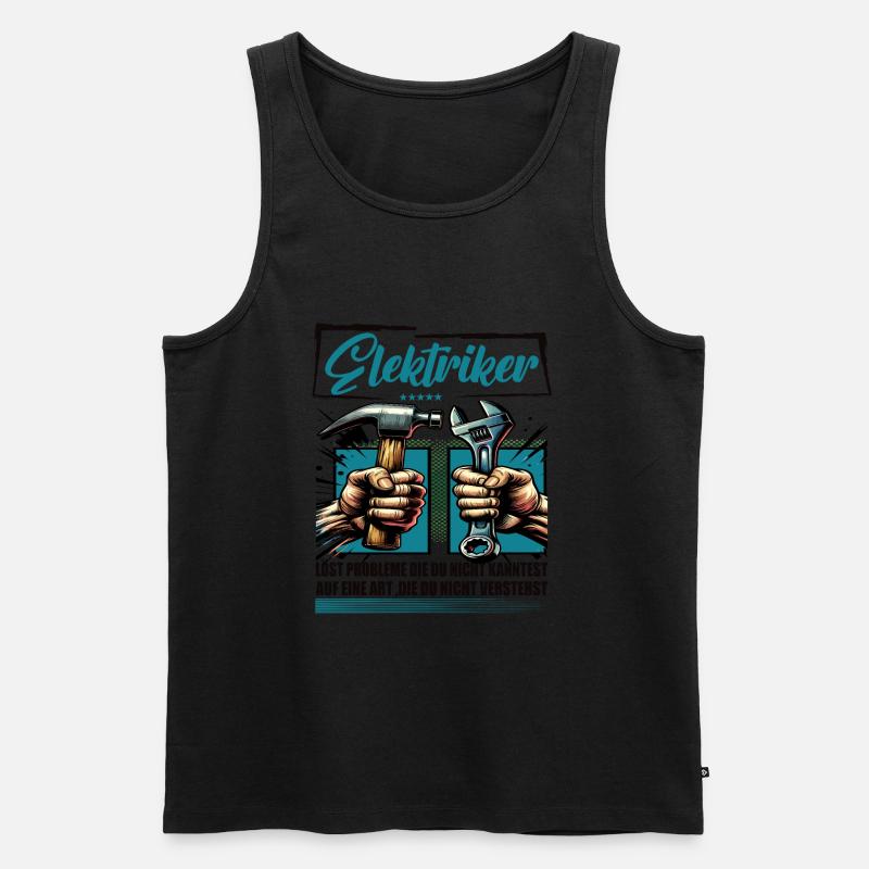 Elektriker Beruf mit lustigen Spruch - Männer Premium Bio Tank Top - Schwarz