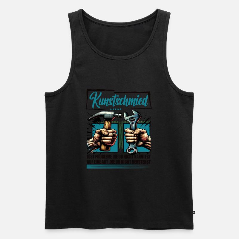 Kunstschmied Beruf mit lustigen Spruch - Männer Premium Bio Tank Top - Schwarz