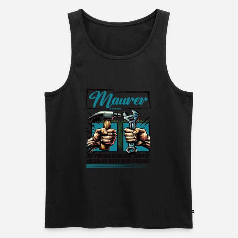 Maurer Beruf mit lustigen Spruch - Männer Premium Bio Tank Top - Schwarz