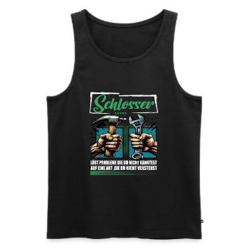 Schlosser Beruf mit lustigen Spruch - Männer Premium Bio Tank Top - Schwarz - Vorne - Michal (187cm)