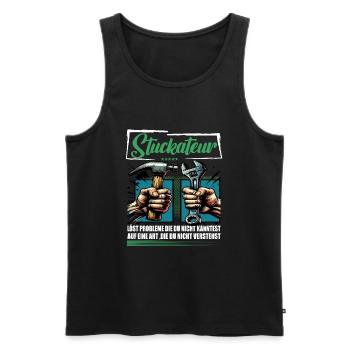 Stuckateur Beruf mit lustigen Spruch - Männer Premium Bio Tank Top - Schwarz - Vorne - Michal (187cm)