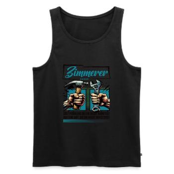 Zimmerer Beruf mit lustigen Spruch - Männer Premium Bio Tank Top - Schwarz - Vorne - Michal (187cm)