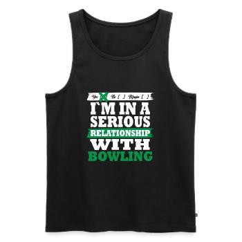 Bowling My serious relationship funny - Männer Premium Bio Tank Top - Schwarz - Vorne - Michal (187cm)