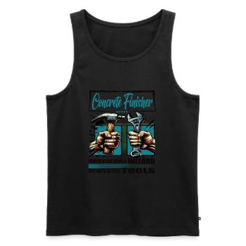Concrete finisher Profession Saying Worker - Men's Premium Organic Tank Top - black - Front - AI Model Male 178 light (178cm)