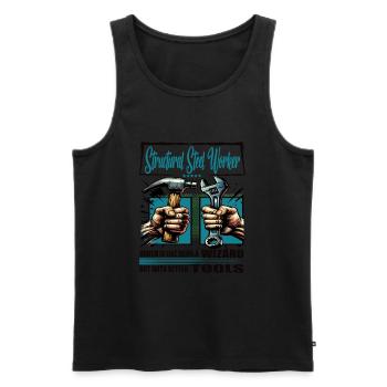 Structural steel worker Occupation Saying Worker - Men's Premium Organic Tank Top - black - Front - AI Model Male 178 light (178cm)