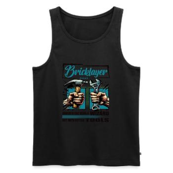 Bricklayer Profession Saying Worker - Men's Premium Organic Tank Top - black - Front - AI Model Male 178 light (178cm)
