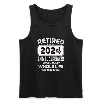 Gardien d’animaux à la retraite 2024 - Débardeur bio Premium Homme - noir - Devant - Michal (187cm)